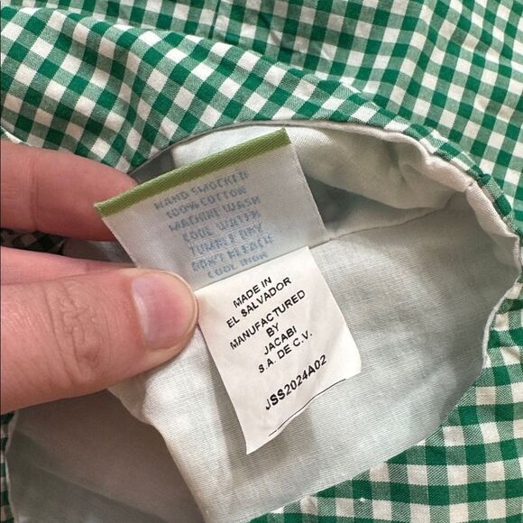 Velani Classics 9M St. Patrick's Day Shamrock Smocked Green Gingham Overalls - Picture 5 of 5